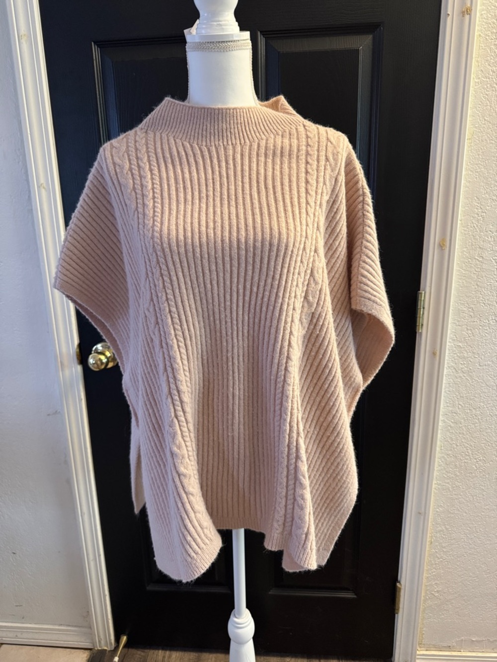 LC Lauren Conrad Blush Ribbed Poncho Sweater